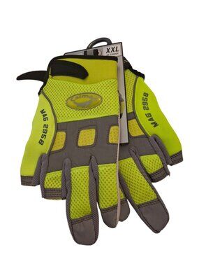 Caiman MAG 2958 Hi Vis Fingerless Work Gloves XXL Safety Utility Leather